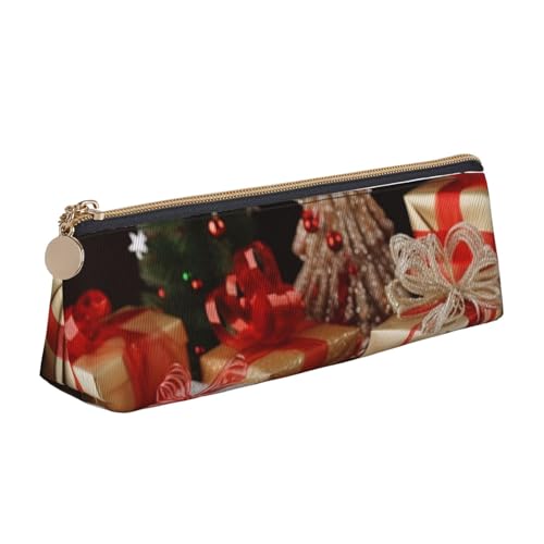 AMREWQYL Federmäppchen aus bedrucktem Leder für Weihnachtsdekoration, tragbares Schreibwarenetui von AMREWQYL