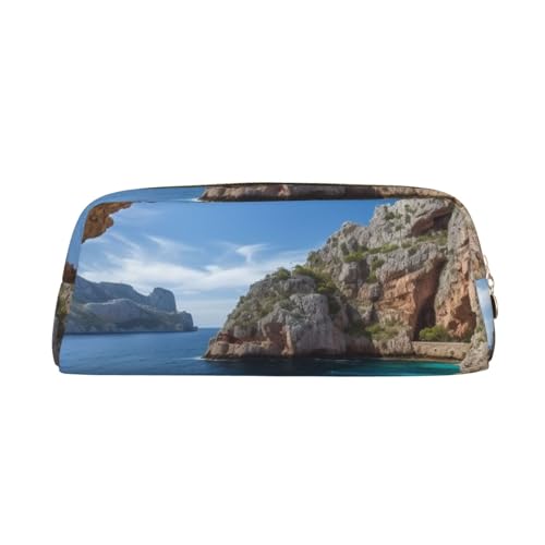 AMREWQYL Federmäppchen mit Aufdruck "Arch in Mallorca" und Spanien, 3D-Leder-Federmäppchen von AMREWQYL