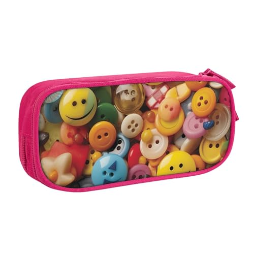 AMREWQYL Federmäppchen mit Aufdruck "Happy Buttons", Federmäppchen, Schreibwaren-Aufbewahrungsbox von AMREWQYL