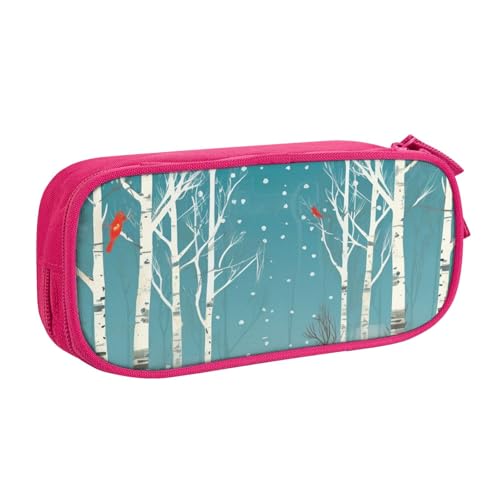 AMREWQYL Federmäppchen mit Aufdruck "Merry Christmas", Birkenbaum, Federmäppchen, Schreibwaren-Aufbewahrungsbox von AMREWQYL