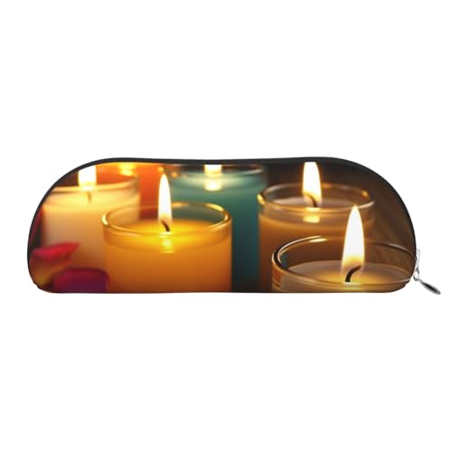 AMREWQYL Federmäppchen mit Duftkerzen-Motiv, aus Leder, tragbares Schreibwarenetui von AMREWQYL