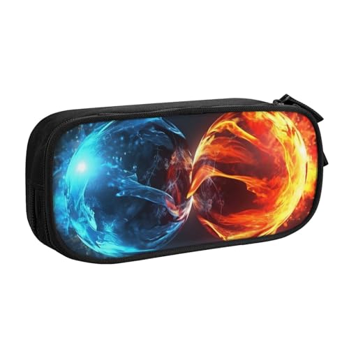 AMREWQYL Federmäppchen mit Eis- und Feuerbällen bedruckt, Federmäppchen, Schreibwaren-Aufbewahrungsbox von AMREWQYL