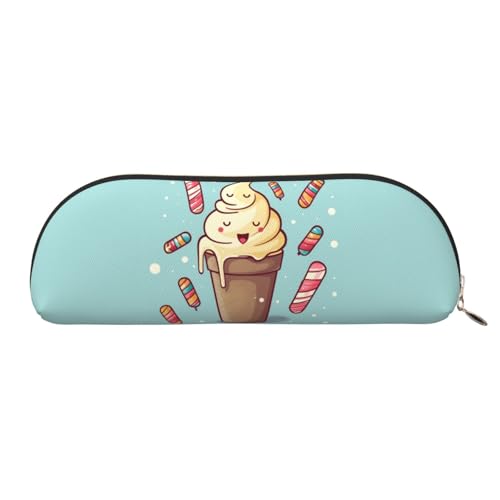 AMREWQYL Federmäppchen mit Eiscreme-Motiv, aus Leder, tragbares Schreibwarenetui von AMREWQYL