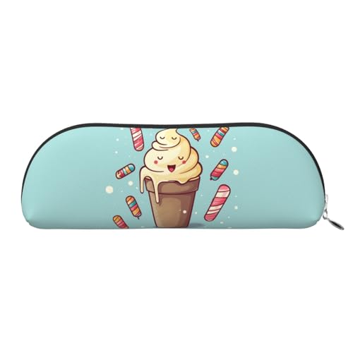 AMREWQYL Federmäppchen mit Eiscreme-Motiv, aus Leder, tragbares Schreibwarenetui von AMREWQYL
