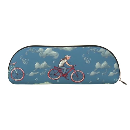 AMREWQYL Federmäppchen mit Fahrrädern, bedrucktes Federmäppchen, Leder, tragbare Schreibwaren-Tasche von AMREWQYL