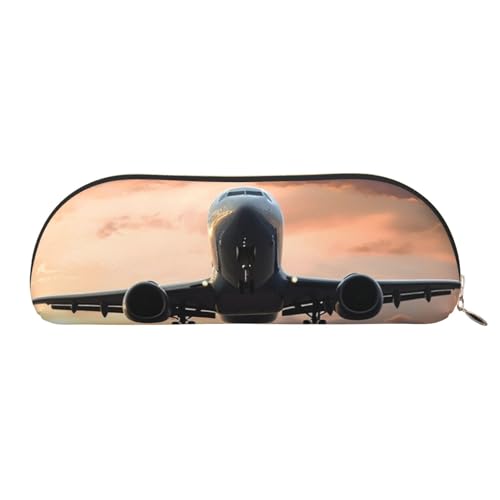 AMREWQYL Federmäppchen mit Flugzeug-Kunstdruck, Leder-Federmäppchen, tragbare Schreibwaren-Tasche von AMREWQYL