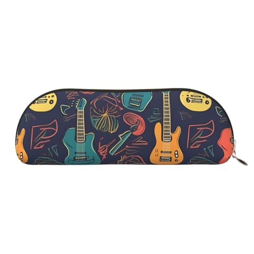 AMREWQYL Federmäppchen mit Gitarren-Motiv, bedrucktes Federmäppchen, Leder-Federmäppchen, tragbare Schreibwaren-Tasche von AMREWQYL