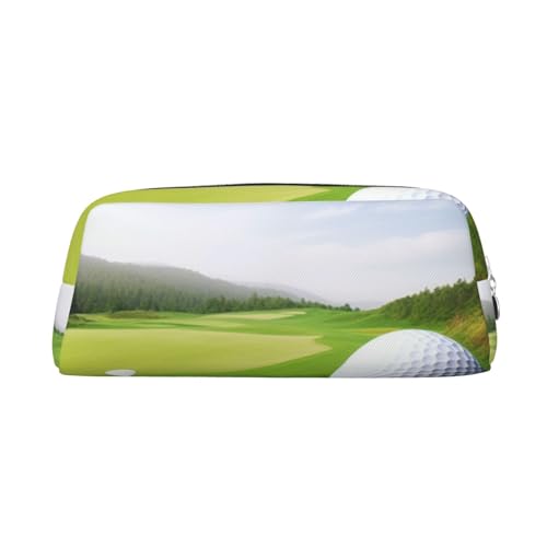 AMREWQYL Federmäppchen mit Golfsport, bedruckt, 3D-Leder, mit Reißverschluss von AMREWQYL