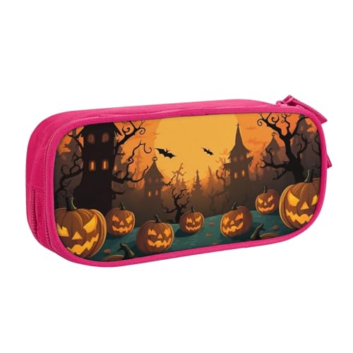 AMREWQYL Federmäppchen mit Halloween-Motiv, orangefarben, bedrucktes Federmäppchen, Schreibwaren-Aufbewahrungsbox von AMREWQYL