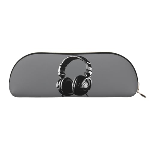 AMREWQYL Federmäppchen mit Kopfhörer-Motiv, Leder, tragbar, Schreibwaren-Tasche von AMREWQYL