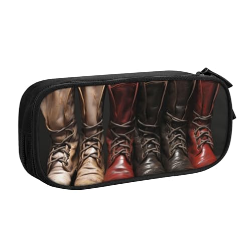 AMREWQYL Federmäppchen mit Lederstiefeln, bedruckt, Federmäppchen, Schreibwaren-Aufbewahrungsbox von AMREWQYL