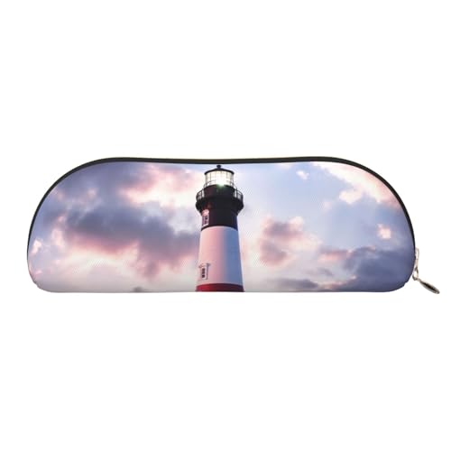 AMREWQYL Federmäppchen mit Leuchtturm-Motiv, Leder, tragbar, Schreibwaren-Tasche von AMREWQYL