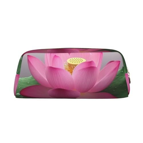 AMREWQYL Federmäppchen mit Lotusblumen-Motiv, 3D-Leder, mit Reißverschluss von AMREWQYL