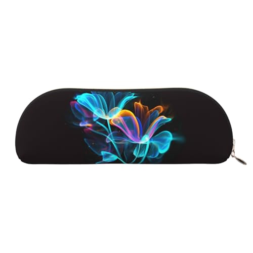 AMREWQYL Federmäppchen mit Neonblumen-Motiv, Leder, tragbar, Schreibwaren-Tasche von AMREWQYL
