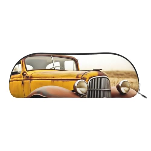 AMREWQYL Federmäppchen mit antikem Auto, bedrucktes Leder-Federmäppchen, tragbare Schreibwaren-Tasche von AMREWQYL