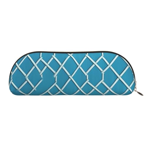AMREWQYL Federmäppchen mit blauem Gittermuster, aus Leder, tragbare Schreibwaren-Tasche von AMREWQYL
