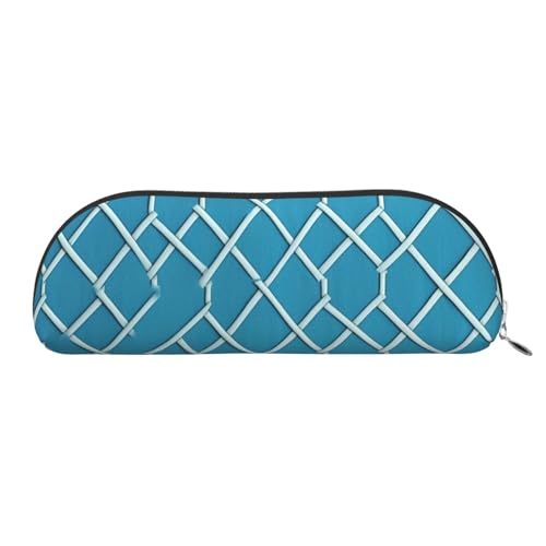 AMREWQYL Federmäppchen mit blauem Gittermuster, aus Leder, tragbare Schreibwaren-Tasche von AMREWQYL