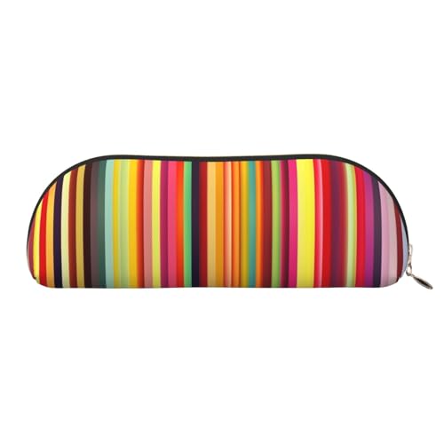 AMREWQYL Federmäppchen mit bunten Streifen, aus Leder, tragbar, Schreibwarenetui von AMREWQYL