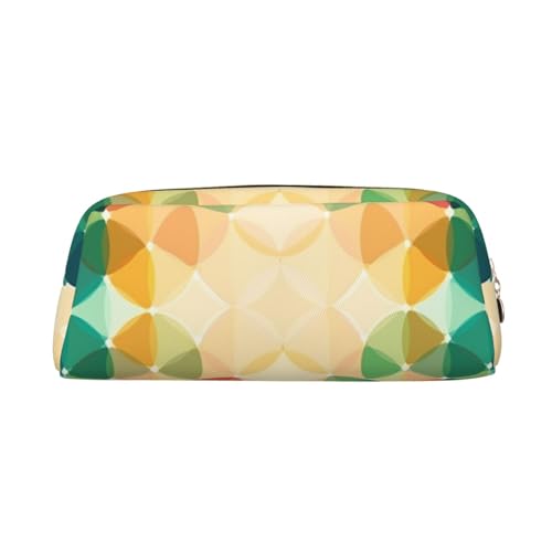 AMREWQYL Federmäppchen mit geometrischem Kreis, 3D-Leder, mit Reißverschluss von AMREWQYL