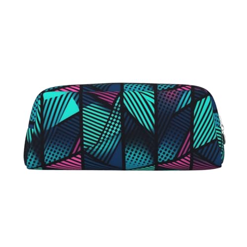 AMREWQYL Federmäppchen mit geometrischem Muster, 3D-Leder, mit Reißverschluss von AMREWQYL