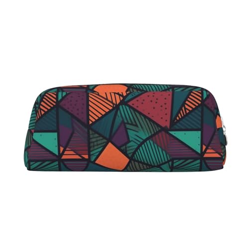 AMREWQYL Federmäppchen mit geometrischem Muster, 3D-Leder, mit Reißverschluss von AMREWQYL