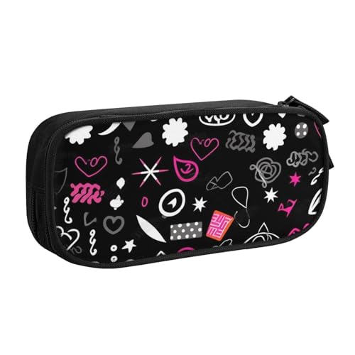 AMREWQYL Federmäppchen mit mehreren Symbolen bedruckt, Federmäppchen, Schreibwaren-Aufbewahrungsbox von AMREWQYL