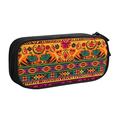 AMREWQYL Federmäppchen mit mexikanischer Volkskunst, Boho-Druck, Federmäppchen, Schreibwaren-Aufbewahrungsbox von AMREWQYL