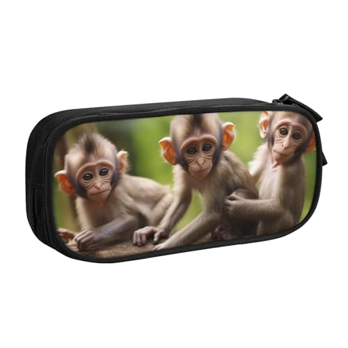 AMREWQYL Federmäppchen mit niedlichem Motiv "Little Monkeys", bedrucktes Federmäppchen, Schreibwaren-Aufbewahrungsbox von AMREWQYL