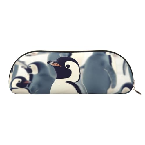 AMREWQYL Federmäppchen mit niedlichem Pinguin-Tiermuster, bedrucktes Federmäppchen, Leder-Federmäppchen, tragbare Schreibwaren-Tasche von AMREWQYL