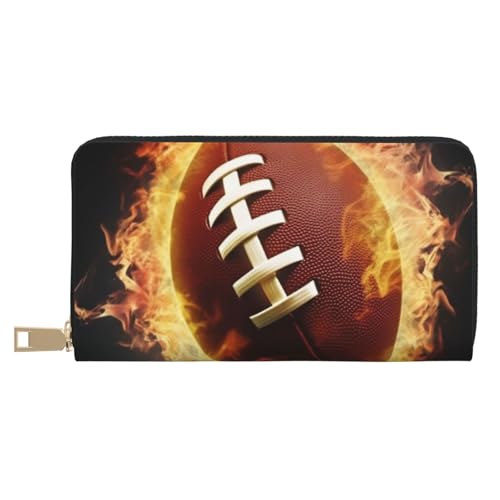 AMREWQYL Flaming American Football Printed Leather Wallet Women Travel Wallet Credit Card Wallet, Weiss/opulenter Garten, Einheitsgröße von AMREWQYL