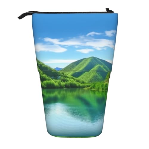 AMREWQYL Green Hills and Water bedruckte Teleskop-Aufbewahrungstasche für Bleistifte von AMREWQYL