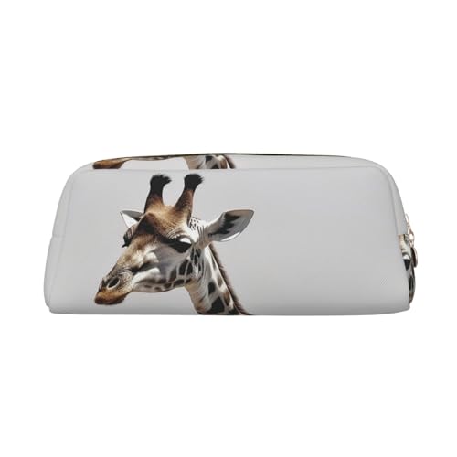 AMREWQYL Griaffe bedrucktes Federmäppchen aus 3D-Leder mit Reißverschluss von AMREWQYL