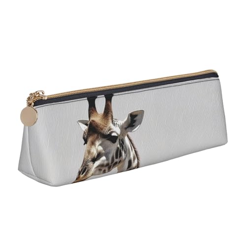 AMREWQYL Griaffe bedrucktes Leder-Federmäppchen, tragbare Schreibwaren-Tasche von AMREWQYL