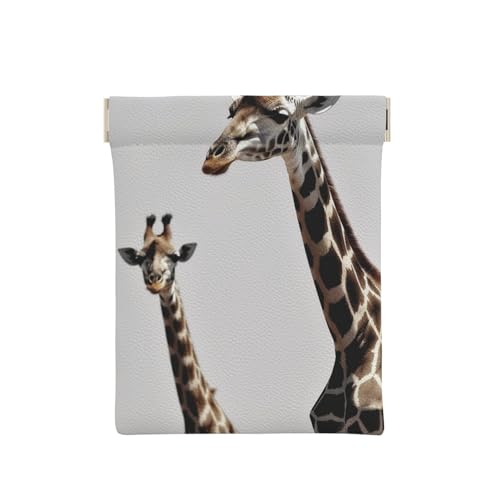 AMREWQYL Griaffe bedrucktes Leder-Münzetui mit Druckknopf, tragbare Münztasche, Weiss/opulenter Garten, Einheitsgröße, Münzgeldbörse von AMREWQYL