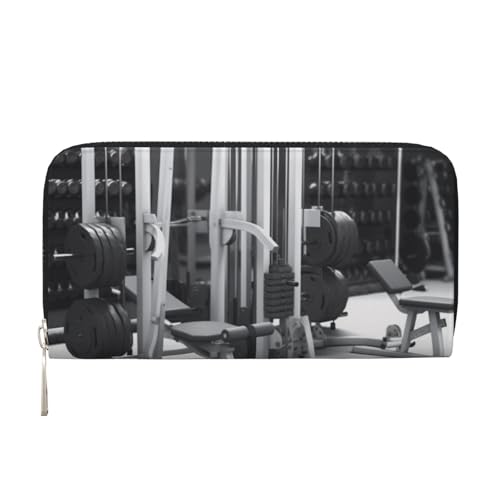 AMREWQYL Gym Equipment Printed Leather Hand Wallet Women Travel Wallet Credit Card Wallet, Schwarz, Einheitsgröße von AMREWQYL