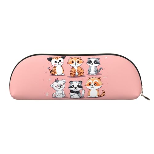 AMREWQYL Handgezeichnetes Federmäppchen mit niedlichem Tiermotiv, aus Leder, tragbare Schreibwaren-Tasche von AMREWQYL