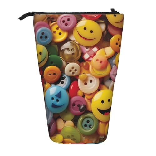 AMREWQYL Happy Buttons bedruckte Bleistift-Teleskop-Aufbewahrungstasche von AMREWQYL