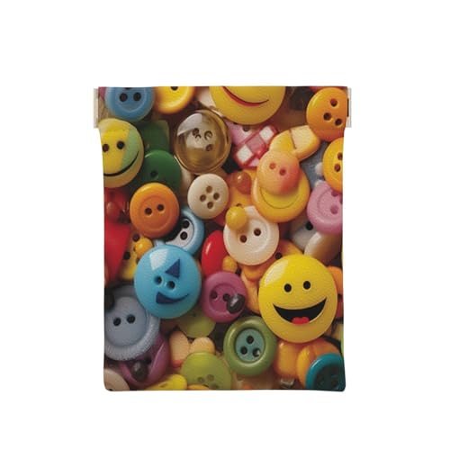 AMREWQYL Happy Buttons bedrucktes Leder-Münzetui mit Druckknopf, tragbare Münztasche, Weiss/opulenter Garten, Einheitsgröße, Münzgeldbörse von AMREWQYL