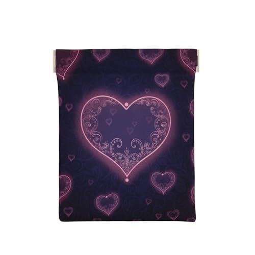 AMREWQYL Heart2 bedrucktes Leder-Münzetui mit Druckknopf, tragbare Münztasche, Weiss/opulenter Garten, Einheitsgröße, Münzgeldbörse von AMREWQYL