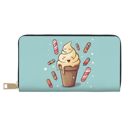 AMREWQYL Ice Cream Printed Leather Wallet Women Travel Wallet Credit Card Wallet, Weiss/opulenter Garten, Einheitsgröße von AMREWQYL