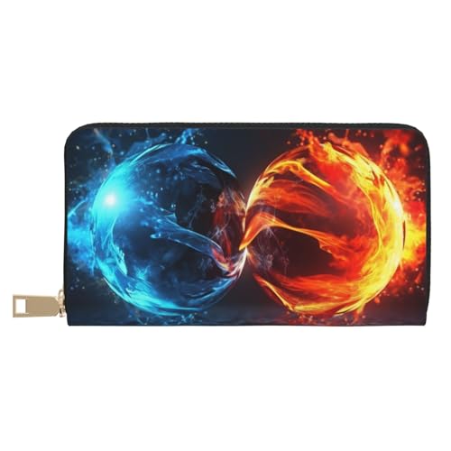 AMREWQYL Ice and Fire Balls Printed Leather Wallet Women Travel Wallet Credit Card Wallet, Weiss/opulenter Garten, Einheitsgröße von AMREWQYL