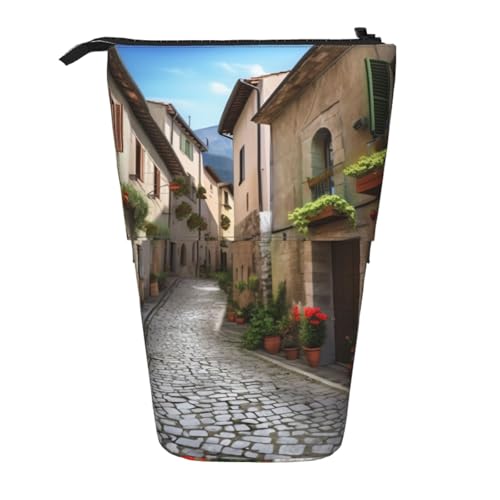 AMREWQYL Italienische Town Street bedruckte Bleistift-Teleskop-Aufbewahrungstasche von AMREWQYL