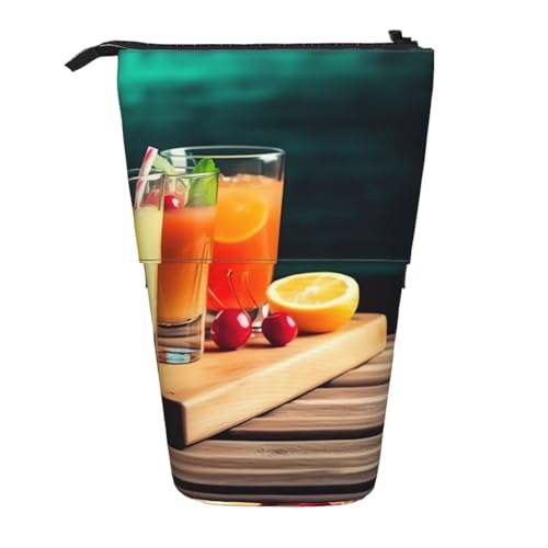 AMREWQYL Juice on the wooden board printed Pencil Telescopic storage pouch von AMREWQYL