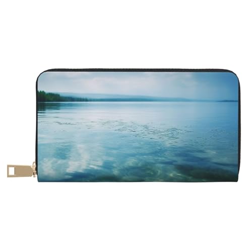 AMREWQYL Lake Water Printed Leather Wallet Women Travel Wallet Credit Card Wallet, Weiss/opulenter Garten, Einheitsgröße von AMREWQYL