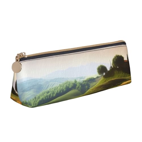 AMREWQYL Landscape2 Federmäppchen aus bedrucktem Leder, tragbare Schreibwaren-Tasche von AMREWQYL