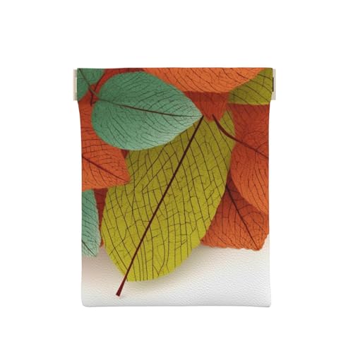 AMREWQYL Leaves1 bedrucktes Leder-Münzetui mit Druckknopf, tragbare Münztasche, Weiss/opulenter Garten, Einheitsgröße, Münzgeldbörse von AMREWQYL