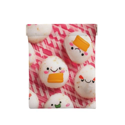 AMREWQYL Lovely Rice Ball Printed Leather Popper Coin Case Portable Coin Organizer Bag, Weiss/opulenter Garten, Einheitsgröße, Münzgeldbörse von AMREWQYL