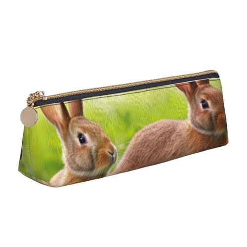 AMREWQYL Lustiges Federmäppchen aus Leder mit Kaninchen-Motiv, tragbare Schreibwaren-Tasche von AMREWQYL