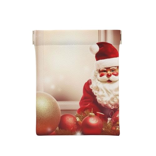 AMREWQYL Merry Christmas2 bedrucktes Leder-Münzetui mit Druckknopf, tragbare Münztasche, Weiss/opulenter Garten, Einheitsgröße, Münzgeldbörse von AMREWQYL