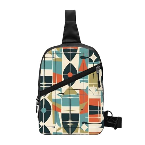 AMREWQYL Moderne, bedruckte Brusttasche aus der Mitte des Jahrhunderts von AMREWQYL